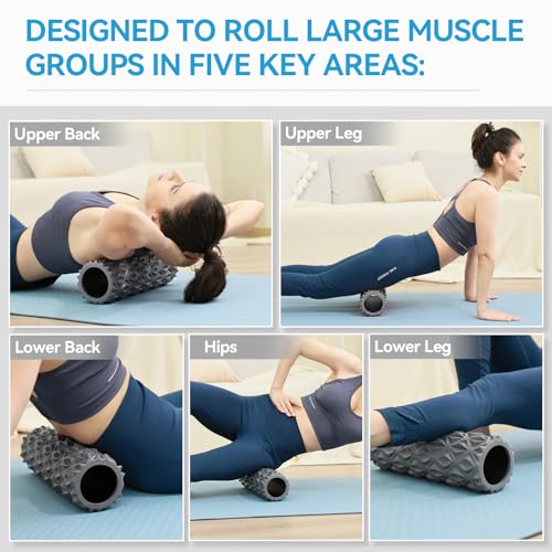 Foam Roller, 15 inch High Density Massage Roller for Exercise - color: Gray