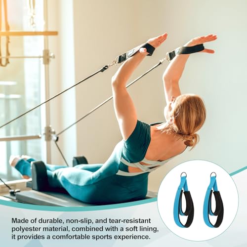Pilates Double Loop Strap, D-Ring Padded Fitness Strap Pilates Handle Exercise - color: Blue