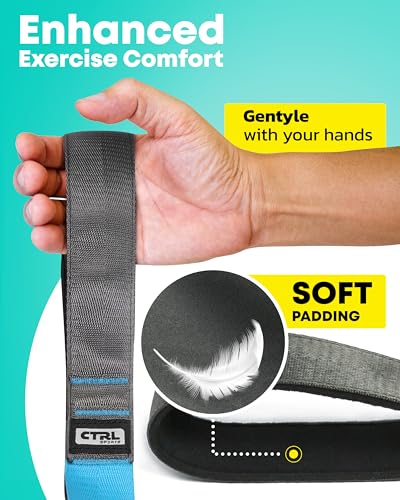 Stretching Strap with Loops - Non Elastic Yoga Strap for Physical Therapy - style: 12 Loops - Blue