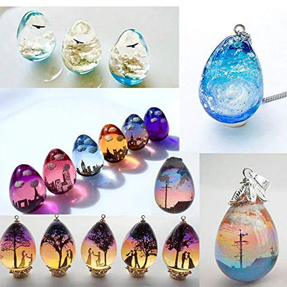 Eggs Ball Silicone Resin Molds for Jewelry Keychain, Epoxy Resin Ball Spheroid Necklace Stone Mold, Mini Orbs Pendant Casting Silicon Mold for UV Resin Crafts, DIY Easter Eggs Planet Jewelry Making - size: Eggs Ball Mold