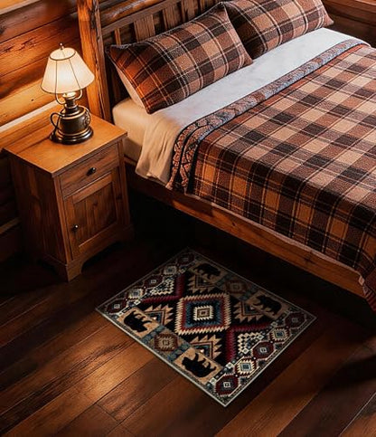 YIHOUSE Washable Western Cabin Area Rug 2x3 Entryway - color: Bear, size: 2'x3'(Rectangular)
