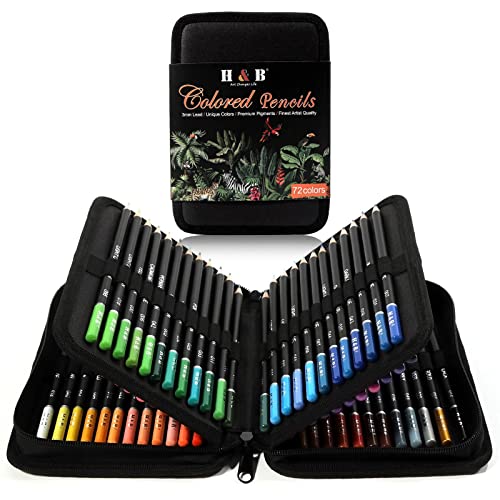 H & B 72 Colored Pencils Kit, Oil-Based Soft Core Art Supplies for Adults and Beginners, Ideal for Sketching and Shading, Professional Drawing Pencil Set