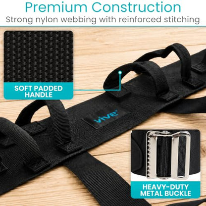 Vive Gait Belt with Leg Straps - Heavy Duty Transfer Belt with Quick - style: Heavy Duty Transfer Belt with Loops