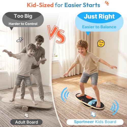 Sportneer Kids Balance Board, 4-Mode Adjustable Balance Trainer - color: Space Black