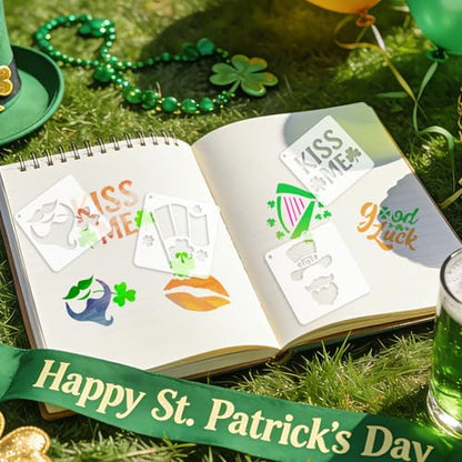 72 Pcs St Patricks Day Stencils for Painting Set, Reusable Shamrock Leaf Hat Beer Mugs Painting Templates - Stencil Crafts Drawing Templates for DIY Scrapbook, Home Wall Murals, Canvas Wood Signs - style: St Patricks Day