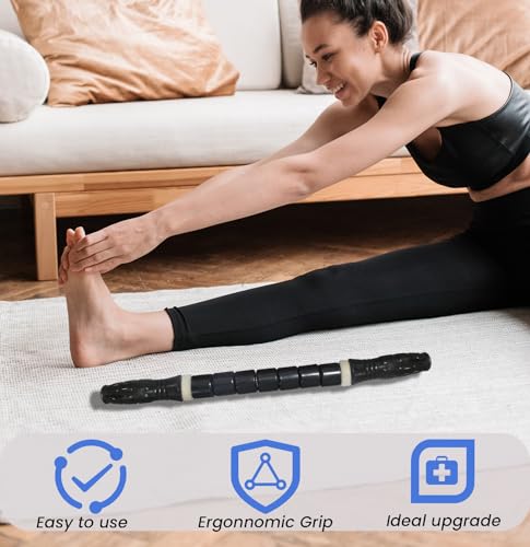 Muscle Roller Stick Ctwctr Massage Roller for Lymphatic Drainage, Cellulite Massager, Leg Massager for Circulation and Pain Relief, Deep Tissue & Trigger Point Massage - color: Black