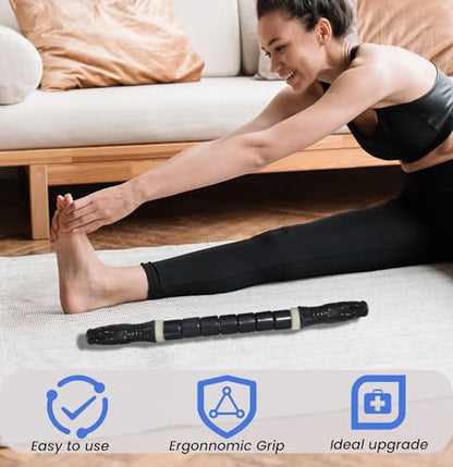 Muscle Roller Stick Ctwctr Massage Roller for Lymphatic Drainage, Cellulite Massager, Leg Massager for Circulation and Pain Relief, Deep Tissue & Trigger Point Massage - color: Black