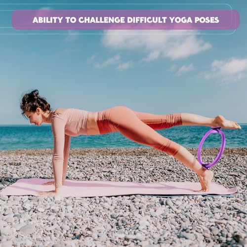 Syhood Pilates Ring 11. 81 Inch Pilates Circle Yoga Ring Magic Lightweight Flexible Workout Equipment for Fitness Physical Therapy Resistance Exercise Arms Legs - color: Pink,Purple
