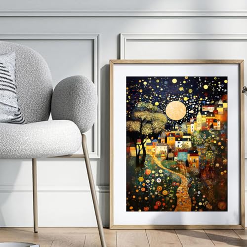 igoodom Diamond Art Kits for Adults, DIY Golden Moon Town Wall Decor | Diamond Painting Kit - Sparkling Full Drill Design Perfect for Home Decor, Holiday Gifting, And Relaxing Crafting 12x16inch - color: MZ3059, size: 11.8x15.7in(30x40cm)