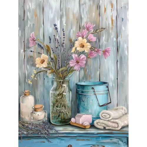 cupmod Rustic Flowers Paint by Numbers Kits for Adults - Flowers Paint by Number for Adults,Flower Paint by Number Canvas,DIY Oil Painting by Number Kits for Gifts Home Decor 16x20in - color: MT22364