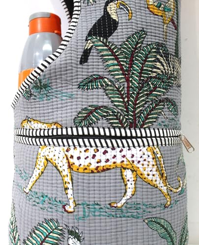 INDIAN CRAFT CASTLE Yoga Mat Bag | Tote Mat Bag | Sling Yoga Tote w/Large Side Pocket & Zipper Pocket | Yoga Mat Carrier Fits Most Size Mats - color: Grey