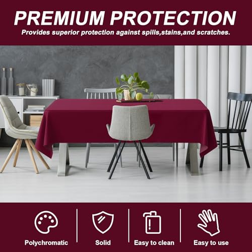 54IN X 160FT Plastic Table Cover Roll with Cutter Box, Cut to Size Plastic Table Cloths for Parties, Birthday, (Burgundy, 54"x1920") - color: Burgundy, size: 1920" x 54" (Rectangular)