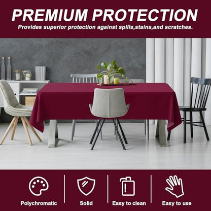 54IN X 160FT Plastic Table Cover Roll with Cutter Box, Cut to Size Plastic Table Cloths for Parties, Birthday, (Burgundy, 54"x1920") - color: Burgundy, size: 1920" x 54" (Rectangular)