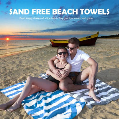 Your Choice Microfiber Beach Towel Sand-Free Quick Dry (67"x35"/60"x30") - color: A-gray Stripes, size: Extra Large(67x35")