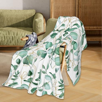 Sage Green Plants Blanket, Botanical Soft Lightweight Throw Blanket for Sofa Couch Bed Room 50x60 inch - color: Sage Green Plants