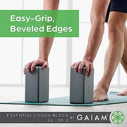 Gaiam Yoga Block - Supportive Latex-Free Eva Foam - Soft Non-Slip Surface with Beveled Edges for Yoga, Pilates, Meditation - color: Black, style: 2 Blocks