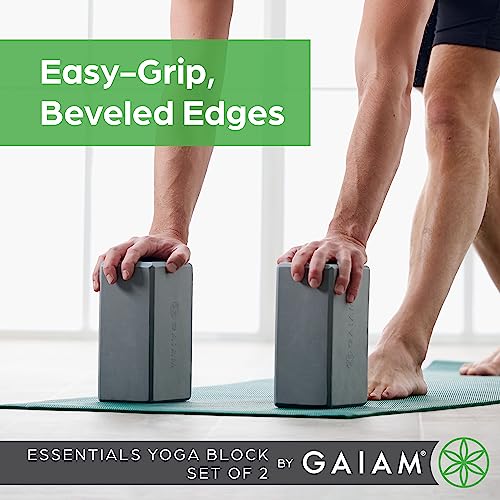 Gaiam Yoga Block - Supportive Latex-Free Eva Foam - Soft Non-Slip Surface with Beveled Edges for Yoga, Pilates, Meditation - color: Black, style: 2 Blocks
