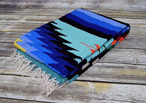 Open Road Goods Aztec Navajo Style Blanket, Throw, or Yoga Bolster - Handwoven Mexican Diamond Blanket (Mint) - color: Mint
