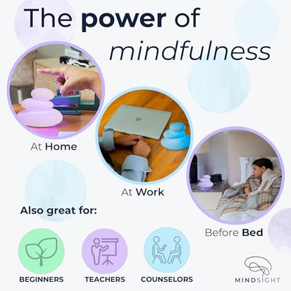 Mindsight 'Breathing Buddha' Guided Visual Meditation | 3 Modes to Slow Your Breathing & Calm Your Mind | Stress & Anxiety Relief | Wellness Gift | Adults, Kids, Classrooms | USB Rechargeable - size: Pebble