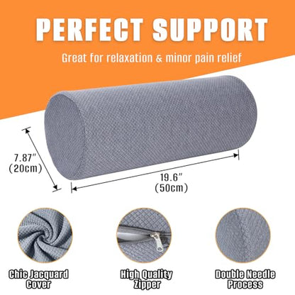 2 Pack Round Massage Table Bolster Pillow Pad, Bolster Pillow, Round Pillows, Suitable for Earthlite Massage Table (Grey, 7.8''x19.6'') - color: Grey, size: 7.8''x19.6''