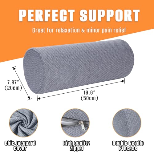 2 Pack Round Massage Table Bolster Pillow Pad, Bolster Pillow, Round Pillows, Suitable for Earthlite Massage Table (Grey, 7.8''x19.6'') - color: Grey, size: 7.8''x19.6''