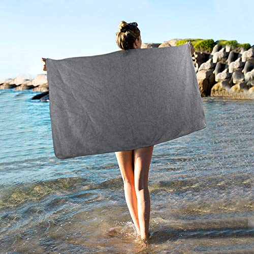 SUNLAND Microfiber Gym Bath Towels for Men Momen 24x48In - color: Grey X 2