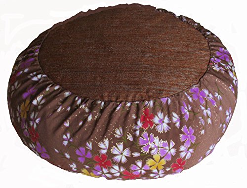 Meditation Cushion Zafu Pillow Japanese Kimono Silk Taupe - color: Taupe