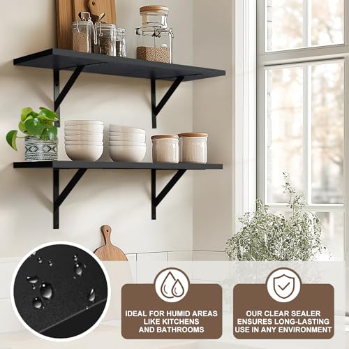 Tectocker-DOU 24" Long Floating Book Shelves for Wall, Heavy Duty, Black - color: Black, size: 24W×8D