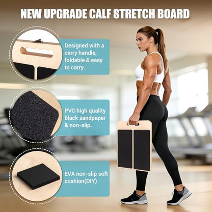 Slant Board Calf Stretch with Stretch Strap, 300 lb Portable Incline Board