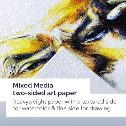 Canson Mix Media Art Book, Heavyweight French Paper, Double Sided Fine and Medium Texture, Side Wire Bound, 138 Pound, 9 x 12 Inch, 40 Sheets - size: 9"X12"