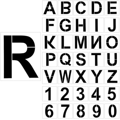 SATINIOR 12 Inch Large Letter Stencils and Numbers, 36 Pcs Reusable Alphabet Stencils Plastic Numbers Templates Craft for Wood Wall Fabric Signage Chalkboard Painting DIY Projects (Standard) - size: 12 Inch, style: Standard