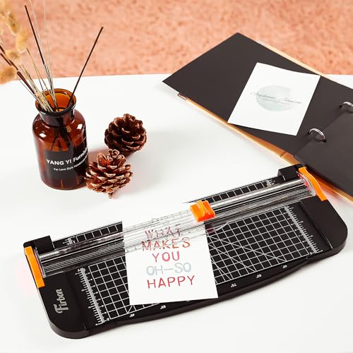 Firbon A4 Paper Cutter, 12 Inch Paper Trimmer with Extened Ruler, Black | 10 Sheet Capacity | CM & Inch Scale | Spring-Loaded Safe Blade | Cuts Cardstock, Vinyl, Coupons, Labels & Scrapbooking Craft - color: 1-black