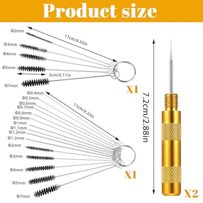 22Pcs Airbrush Cleaner for Spray Paint, Airbrush Cleaning Kit Accessories with 10Pcs Cleaning Brushes Straw Cleaner Brushes, 10Pcs Cleanings Needles, 2Pcs Pointed Pick Needle