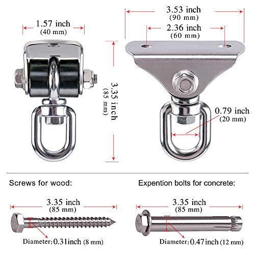 360° Swivel Silent Swing Hanger 1000 LB Capacity Hammock Chair Mount Stainless Steel Swing Hardware Ceiling Mount for Hanging Chair, Porch Swing, Yoga Swing, Heavy Bag - color: 1pcs 360° Silent Swing Hanger
