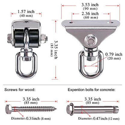 360° Swivel Silent Swing Hanger 1000 LB Capacity Hammock Chair Mount Stainless Steel Swing Hardware Ceiling Mount for Hanging Chair, Porch Swing, Yoga Swing, Heavy Bag - color: 1pcs 360° Silent Swing Hanger