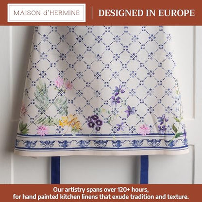 Maison d' Hermine Aprons for women with Pocket 100% Cotton (27.50"x31.50") | Adjustable Neck Strap & long ties Apron Men Chef Wedding Cooking Gardening Server Maid - color: 037 - Faience