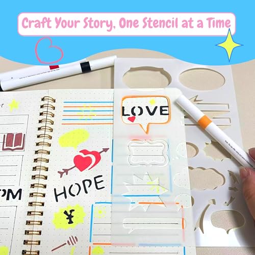 36 PCS Journal Stencils Kit, Reusable Planner Templates for Creative Journaling, Drawing and Organizing, Essential Journal Supplies and Accessories for DIY Planning