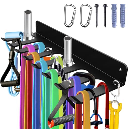 Home Gym Accessories Organization Storage Rack Equipment For Home 8 Hook Wall Hanger Display Gear Barbells Resistance Bands Jump Ropes Lifting Belt Hanger Accessories Hardware Included - color: Basic