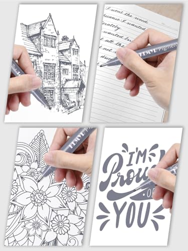 KEMYR 10 Sizes Gray Fineliner Micro Drawing Pens, Waterproof Pigment Ink | Archival Ink,AP Certified,With Case,0.05-1.0mm, for Illustration,Journaling,Sketching,Manga,Drawing,Artists And Beginners - color: Grey Micro Pens 10 SIZES,0.05-1.0mm, style: 10 SI