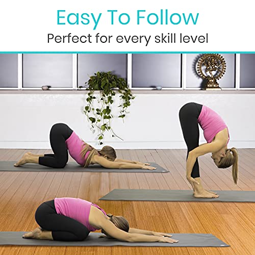Vive Yoga Poster - Poses for Beginners and Experts - Mat Exercise Home Gym | Workout Accessories Set- Double Sided Laminated Flow Chart Accessory - Instructional Guided Routine - for Women, Men