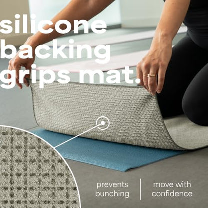 S&T INC. Aura Microfiber Yoga Mat Towel with Grip, 24" x 72", Grey | Silicone Grip Backing, Soft and Absorbent, Quick-Dry for Gym, Pilates, and Hot Yoga, Compact for Gym Bag, Machine Washable - color: Grey