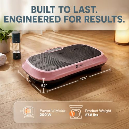 Lifepro Waver Vibration Plate Exercise Machine with 99 Speeds & 10 Presets | Resistance Bands, Non-Slip Surface, 330 lbs Capacity — Vibration Plate for Lymphatic Drainage, Body Toning, Full-Body Workout - color: Pink