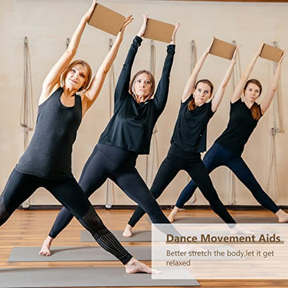 Junkin 6 Pack Cork Yoga Blocks for Supportive Stretching, 9 x 6 x 3 Inches