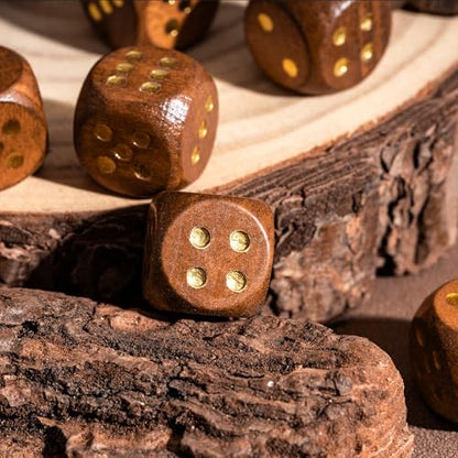 10PCS 6 Sided Dice Set 16mm Wooden D6 Game Dice for DND Board Games - color: D6-brown G