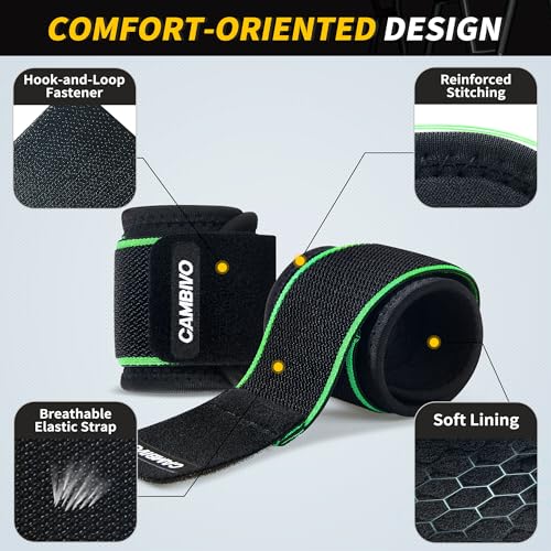 CAMBIVO 2 Pack Wrist Brace for Carpal Tunnel with wraps, Black-Green - color: Black-Green