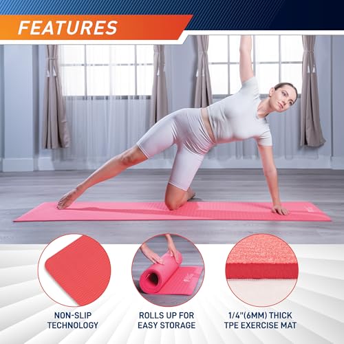 Circuit Fitness by Marcy Non-Slip Multi-Purpose Exercise Yoga Mats with Carrying Strap Multi-Thickness, Multi-Color Options - color: Mint Green, size: 1/4-inch