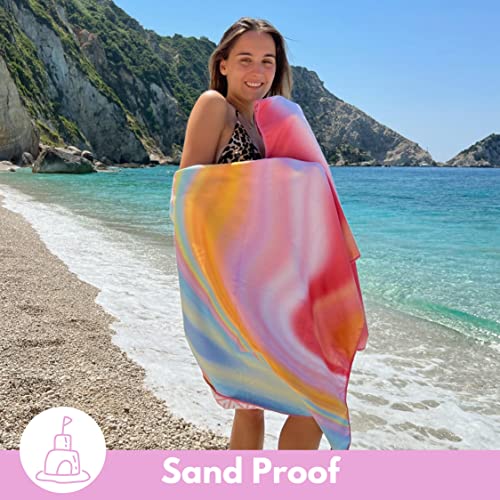 ECCOSOPHY Microfiber Beach Towel - Quick Dry, Sand Free and Oversized 71x35 | Super absorbent, lightweight, swimming, gym, extra large, pool, cruise, camping, yoga, travel, compact, carry bag, vacation - color: Maldives