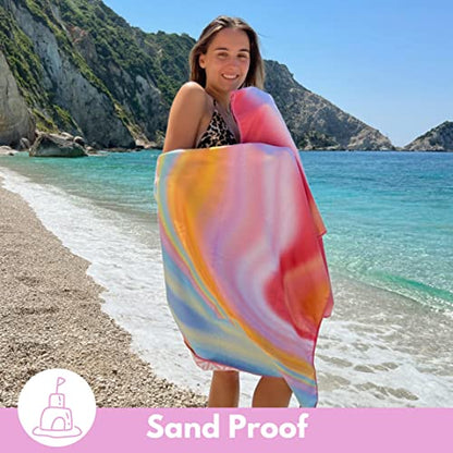 ECCOSOPHY Microfiber Beach Towel - Quick Dry, Sand Free and Oversized 71x35 | Super absorbent, lightweight, swimming, gym, extra large, pool, cruise, camping, yoga, travel, compact, carry bag, vacation - color: Maldives