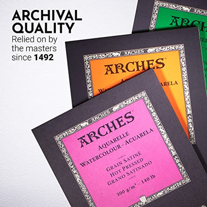 Arches Watercolor Pad 10x14 Inches 140lb/300gsm Hot Press, White - size: 10"x14", style: Hot Press
