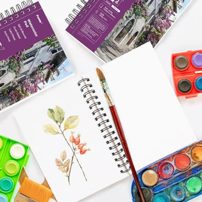 Funto Watercolor Pad 5.5x8.5, 30 Sheets, 140lb/300gsm, Double-Sided Cold Press, Spiral Bound, Heavyweight Paper for Watercolor Painting - color: 5.5x8.5-Purple-1 Pack